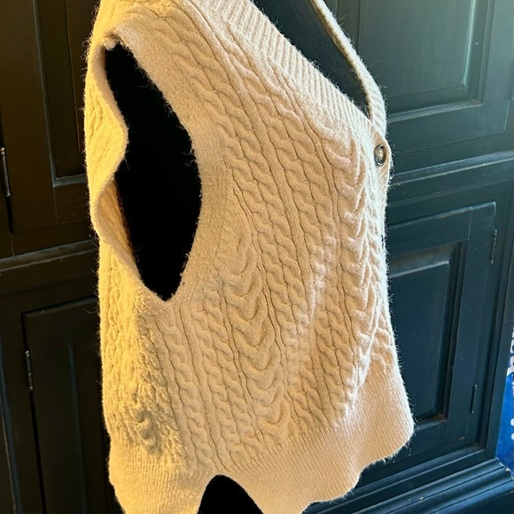 Anthropologie Cream Button-Up Knit Vest - Picture 5 of 8